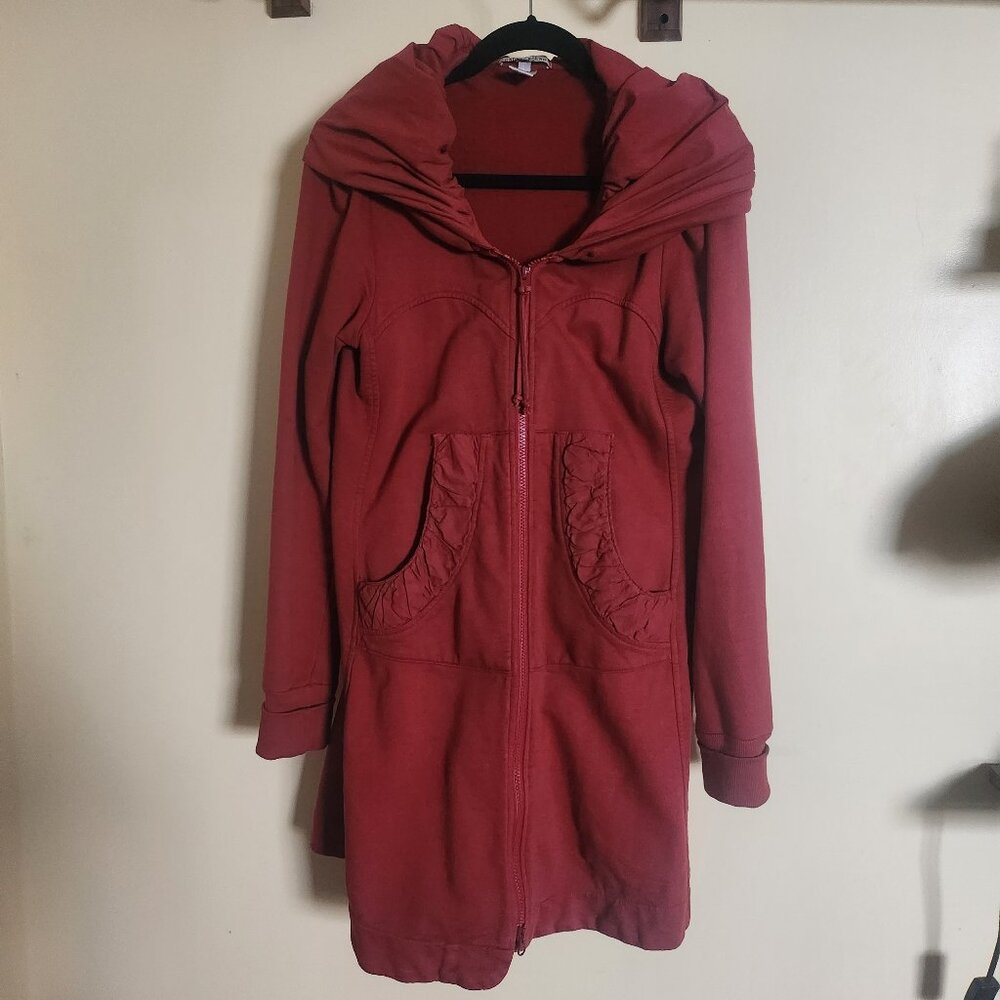 Prairie Underground Women's Long Cloak Hoodie Coatigan Size L Red